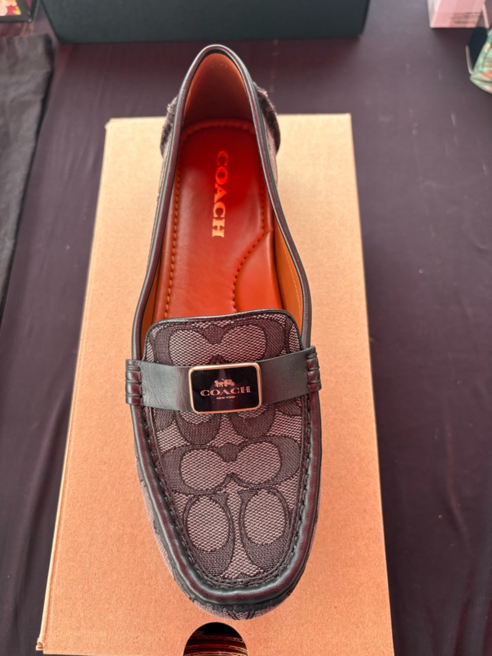COACH Women’s Black Signature Canvas Penny Loafers